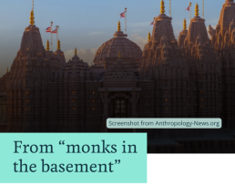Snapshot of Anthropology News article with Hindu temple skyline